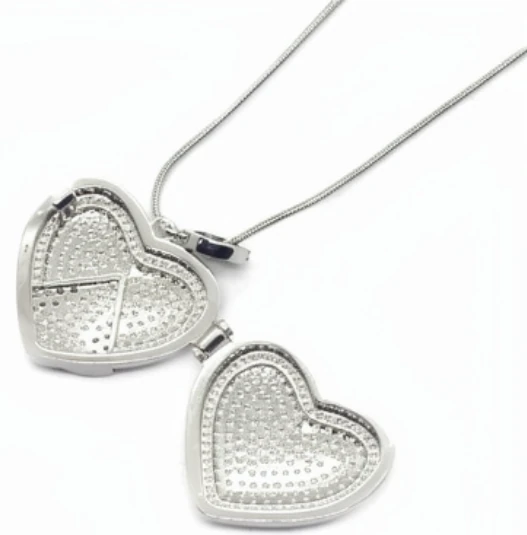 Miniatura 2 de Cadena de acero quirurgico con dije relicario con micro pave 40cm + 5cm